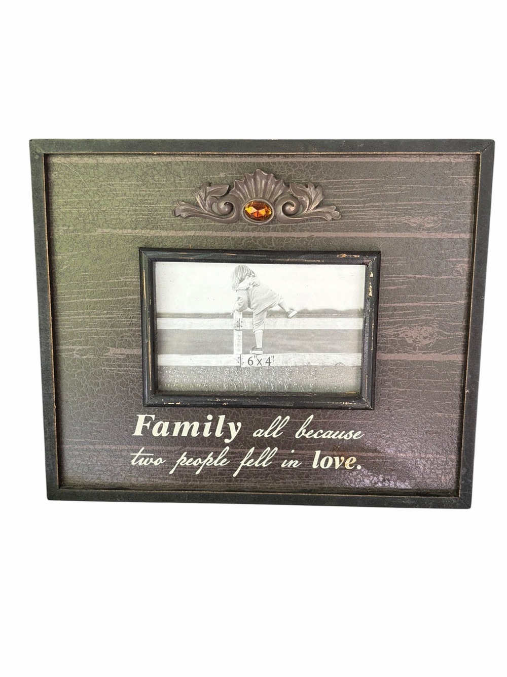 Family All Because Two People Fell in Love Decorative Photo Frame 6x4 Rustic Wal